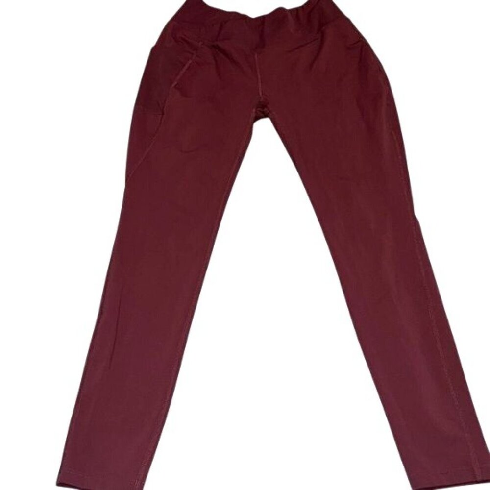 Miss Adola Leggings Womens Size 10 Maroon Red Crisscross Waist Pockets